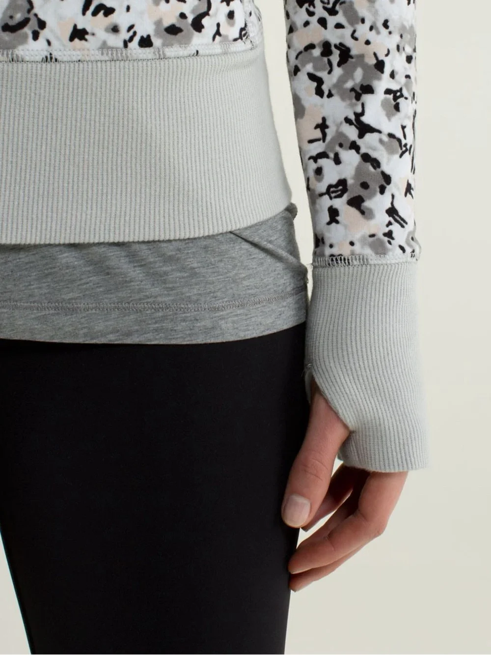 lululemon athletica Light Gray Floral-Print Zip Hoodie